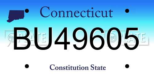 BU49605 Connecticut License Plate
