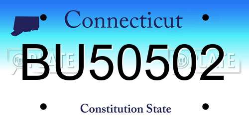 BU50502 Connecticut License Plate