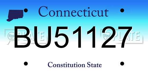 BU51127 Connecticut License Plate