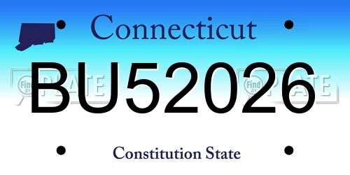 BU52026 Connecticut License Plate