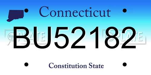 BU52182 Connecticut License Plate