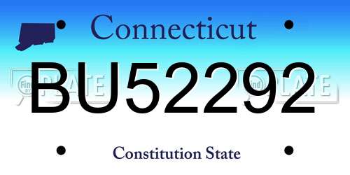 BU52292 Connecticut License Plate