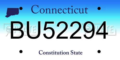 BU52294 Connecticut License Plate
