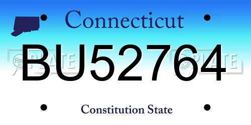 BU52764 Connecticut License Plate