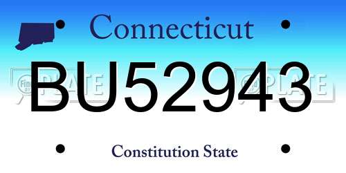 BU52943 Connecticut License Plate