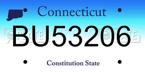 BU53206 Connecticut License Plate