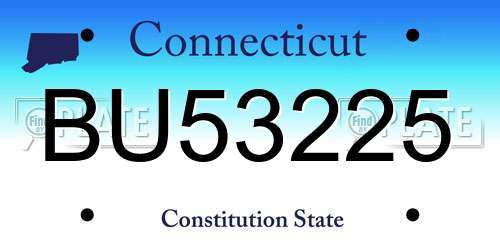 BU53225 Connecticut License Plate