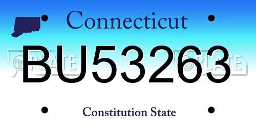 BU53263 Connecticut License Plate