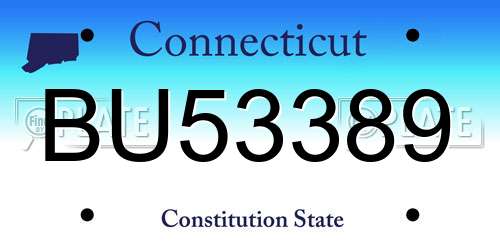 BU53389 Connecticut License Plate