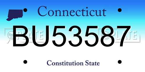 BU53587 Connecticut License Plate