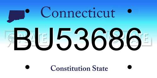BU53686 Connecticut License Plate