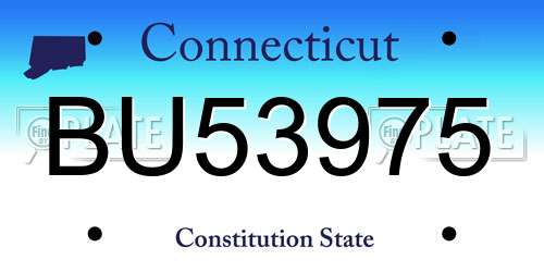 BU53975 Connecticut License Plate