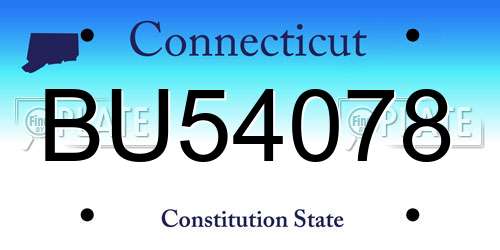 BU54078 Connecticut License Plate