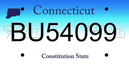 BU54099 Connecticut License Plate