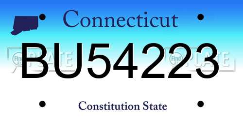 BU54223 Connecticut License Plate