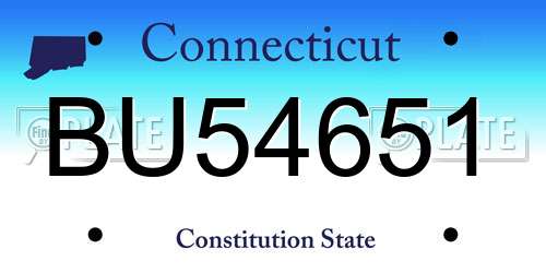 BU54651 Connecticut License Plate