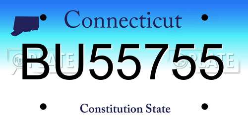 BU55755 Connecticut License Plate