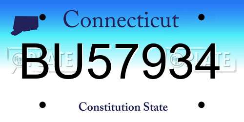 BU57934 Connecticut License Plate