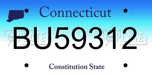 BU59312 Connecticut License Plate