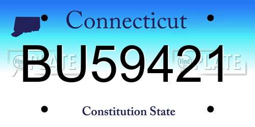BU59421 Connecticut License Plate