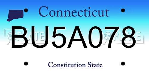 BU5A078 Connecticut License Plate