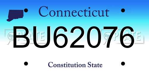 BU62076 Connecticut License Plate