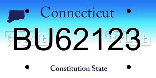 BU62123 Connecticut License Plate