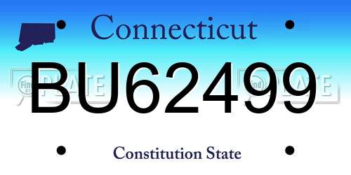 BU62499 Connecticut License Plate