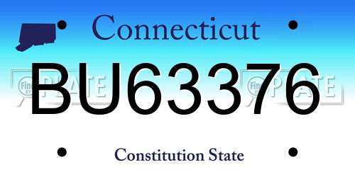 BU63376 Connecticut License Plate
