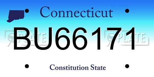 BU66171 Connecticut License Plate