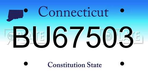 BU67503 Connecticut License Plate