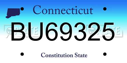 BU69325 Connecticut License Plate