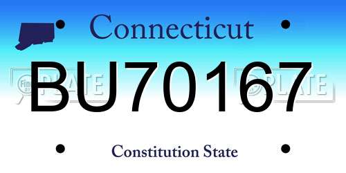 BU70167 Connecticut License Plate