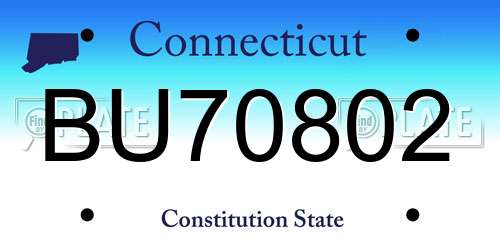 BU70802 Connecticut License Plate
