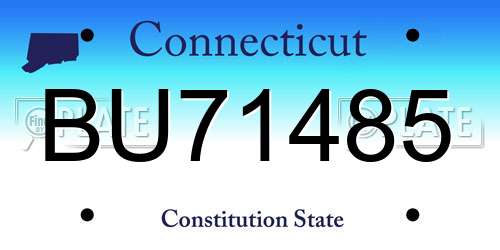 BU71485 Connecticut License Plate
