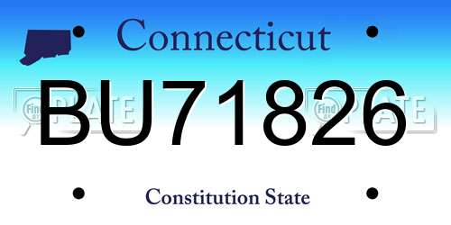 BU71826 Connecticut License Plate