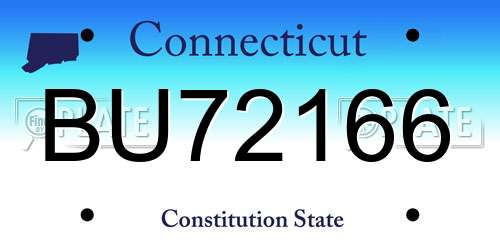 BU72166 Connecticut License Plate