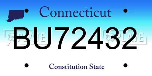 BU72432 Connecticut License Plate