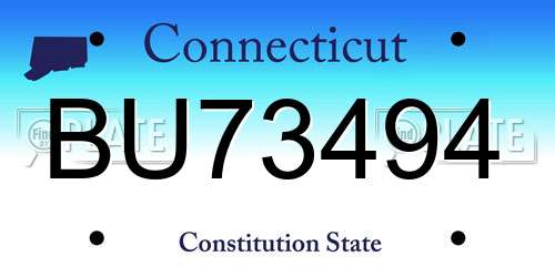 BU73494 Connecticut License Plate
