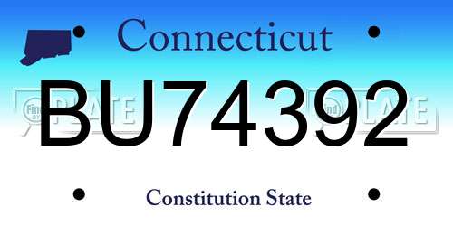 BU74392 Connecticut License Plate