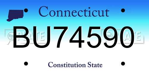 BU74590 Connecticut License Plate