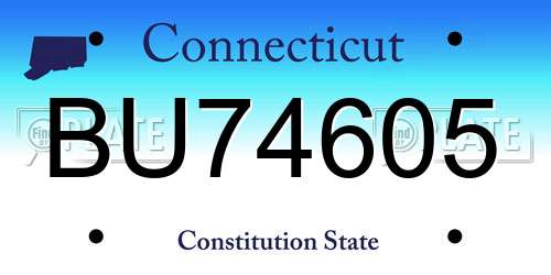 BU74605 Connecticut License Plate