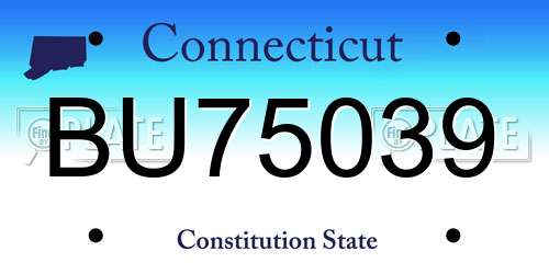BU75039 Connecticut License Plate