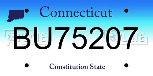 BU75207 Connecticut License Plate