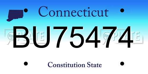 BU75474 Connecticut License Plate