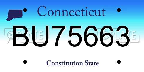 BU75663 Connecticut License Plate