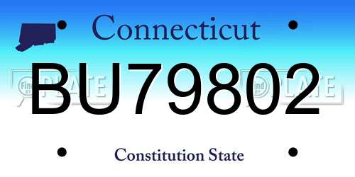 BU79802 Connecticut License Plate
