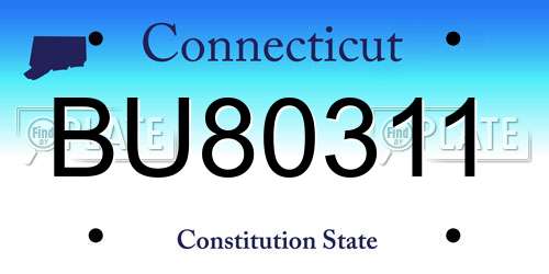 BU80311 Connecticut License Plate