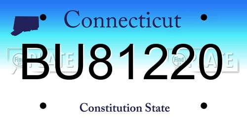 BU81220 Connecticut License Plate