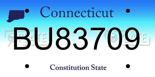 BU83709 Connecticut License Plate
